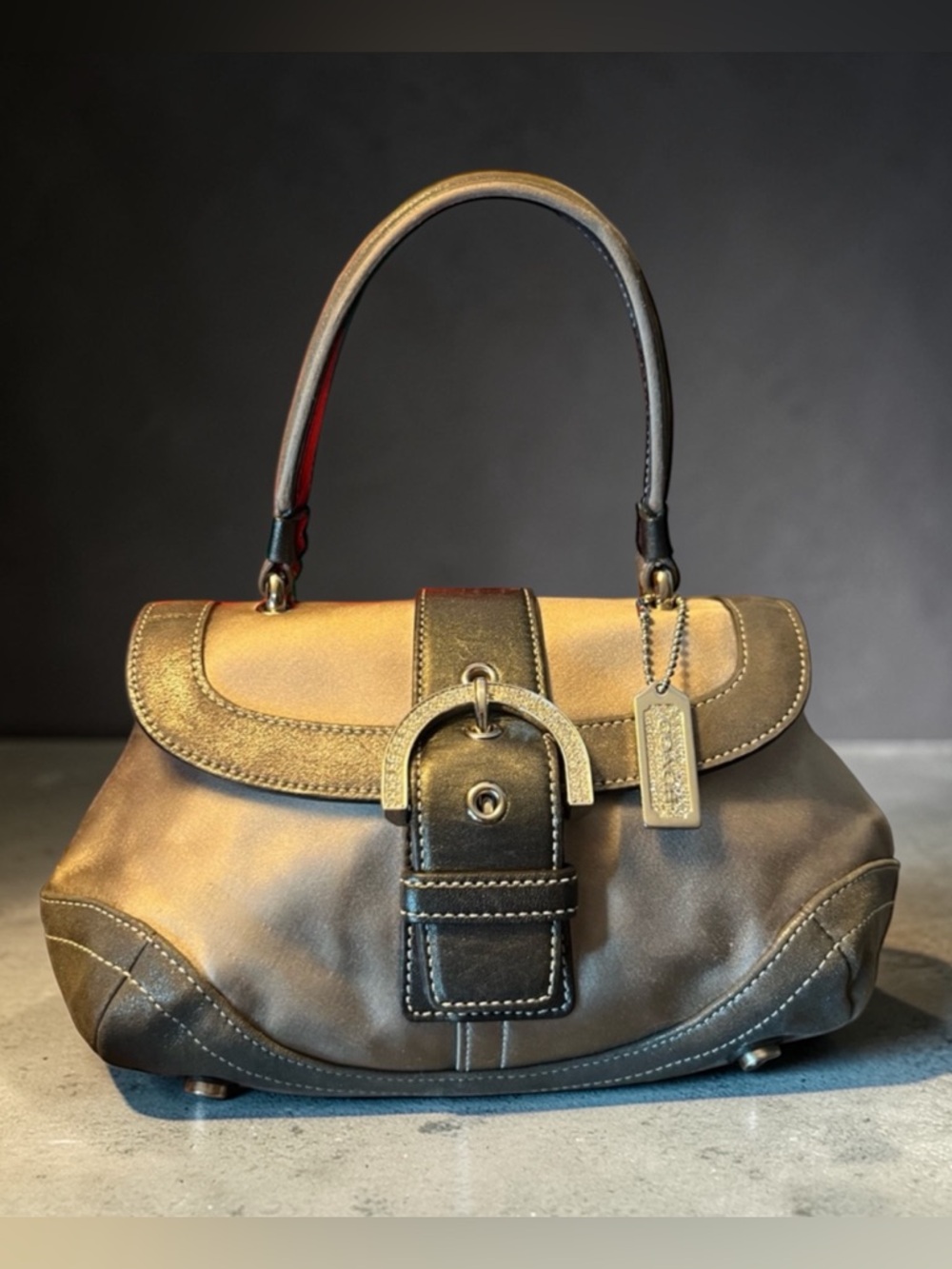 Coach SoHo Madison Mini Gray Satin, Leather & Swarovski Handbag Limited Edition
